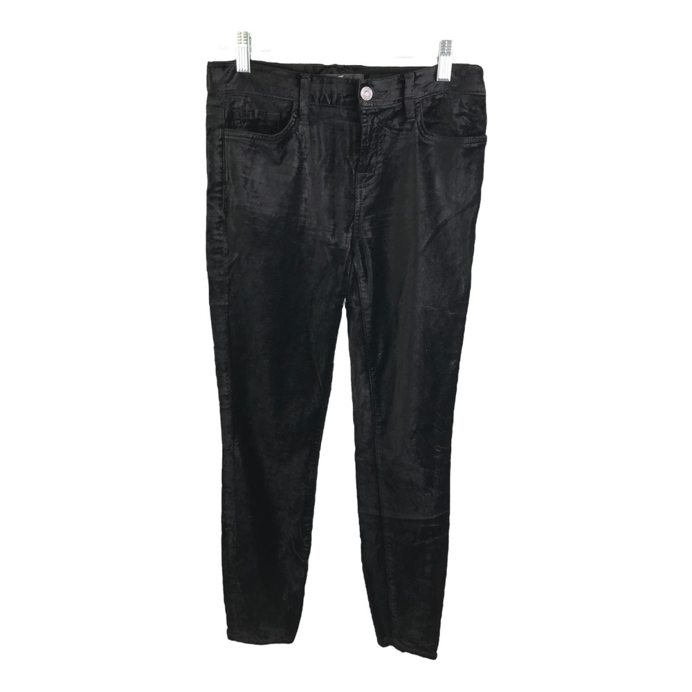 7 For All Mankind Women's Skinny Jeans Mid-Rise Black Velvet Cotton Stretch 26‎